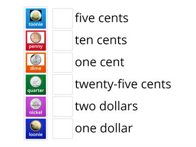 Canadian Currency Vocabulary