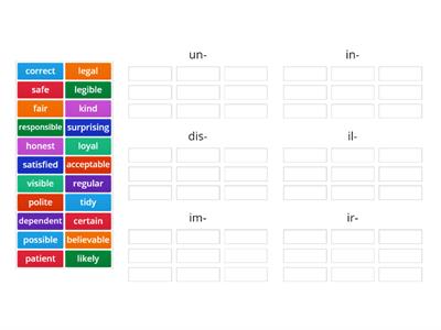 Solutions Pre-Int 3E Negative prefixes