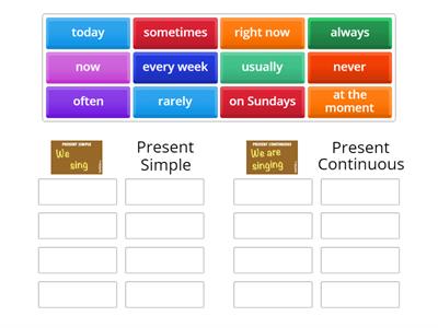 Present Simple vs Present Continuous time markers