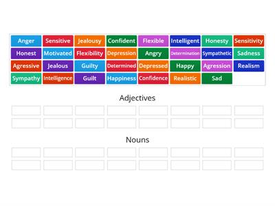 Adjectives and nouns