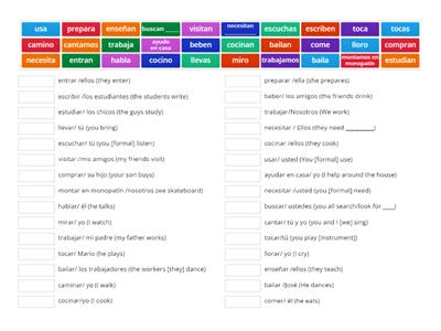 -AR ENDING VERBS  CONJUGATE THEM.