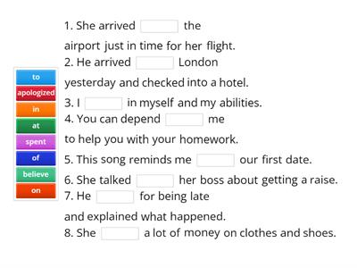 English File Intermediate 3B vocabulary Dependent Prepositions