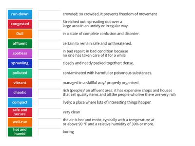 Unit1: CITY LIFE adjectives (Outcomes Advanced 2nd edition)