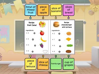 Containers and quantities for uncountable food 2 (Recipientes y cantidades de alimentos incontables) - 4°A-B