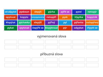 VYJMENOVANÁ SLOVA A SLOVA PŘÍBUZNÁ PO P