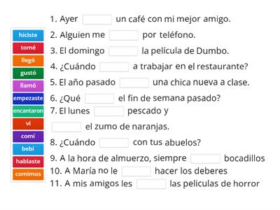 Preterito Indefinido (regular verbs)