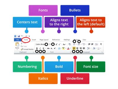 Home Tab MS Word