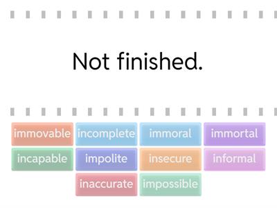 Matching definitions Latin prefixes <in-> <im->