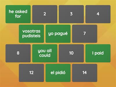 Sp Spanish Preterite Matching