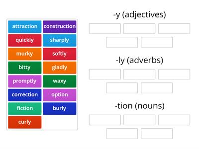 Suffix Sort (-y, -ly, -tion)