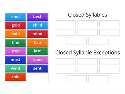 Sort closed syllables and closed syllable exceptions