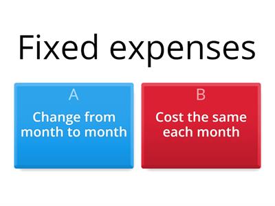 Expenses Practice - fixed vs variable