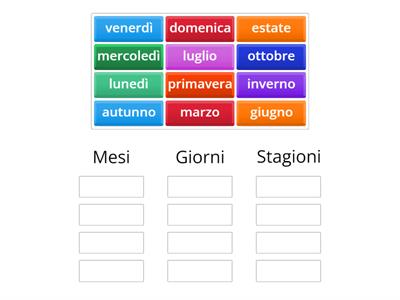 Lessico di base (mesi, giorni, stagioni)