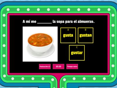  Gustar + sustantivos de las comidas