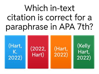 Recap: APA 7th Referencing Quiz