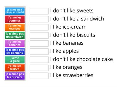 P4- food likes/dislikes revision