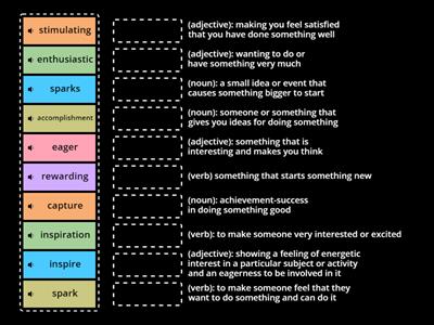 Vocabulary matching (ESL Brains - Stay Interested, stay motivated) (BRE Pron)