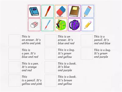 School Objects and colors