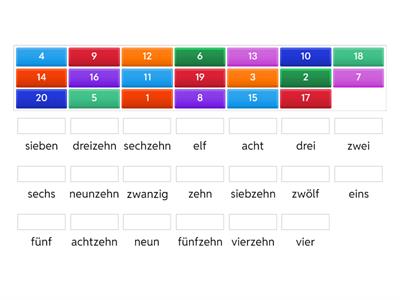 Zahlwörter 1-20