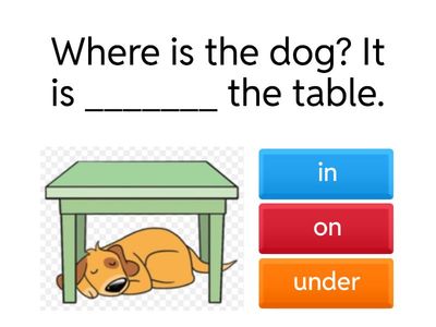  Where is ...? - in, on, under