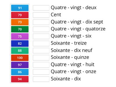  Les nombres 70 - 100