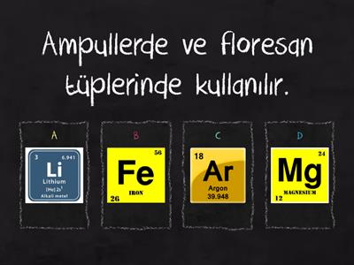 7.sınıf elementler ve kullanım alanları