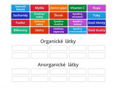 rozřazovačka- Anorganické a organické látky 