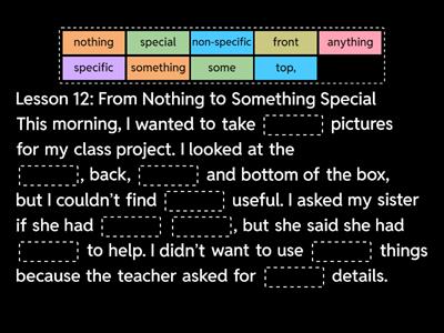 Lesson 12: From Nothing to Something Special