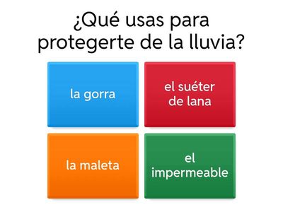 Vocabulario de fenómenos naturales y ropa