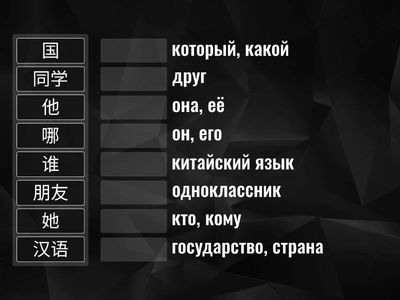 Сопоставьте иероглифы и их перевод