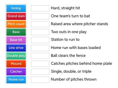 Baseball terminology Grade 4