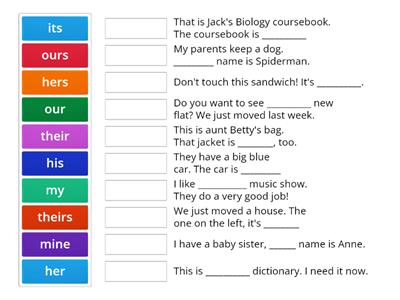 Possessive adjectives vs possessive pronouns