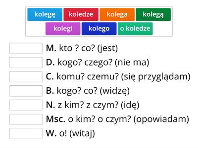 Odmiana rzeczownika KOLEGA