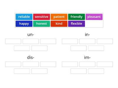 PET Describing people negative prefixes