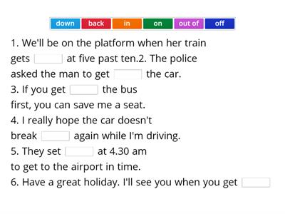 Travel Phrasal verbs fill-in gaps