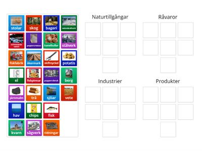 Naturtillgång, råvara, industri & produkt