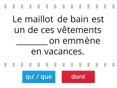 Les pronoms relatifs simples : que ou dont ? (B1)