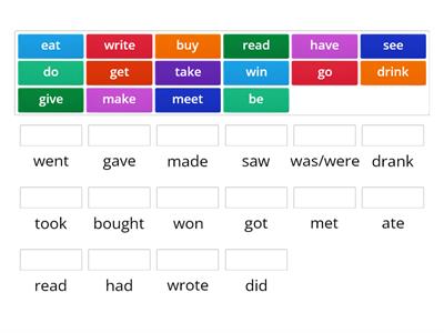 english class a2 irregular verb forms