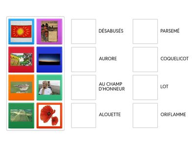 Poème : Au champ d'honneur - vocabulaire