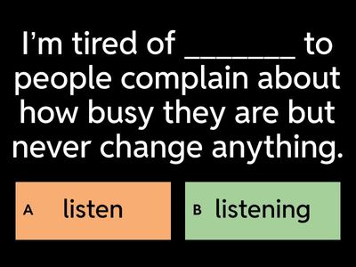 Verb patterns (to/ing) 