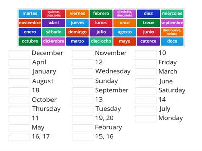 Days, months and numbers
