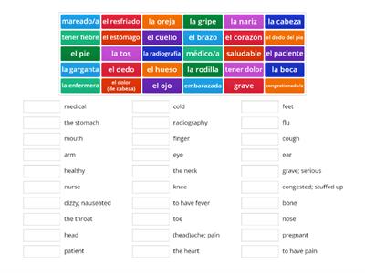 D2L1C - Dibujos y Síntomas y Condiciones Médicas - las definiciones - Match up