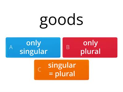 NOUNS sing. plural, sing.=plural