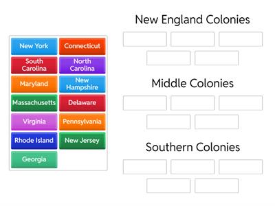 Three Colonial Regions Sort