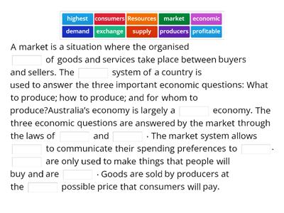 Australia as a Market Economy Cloze Activity 