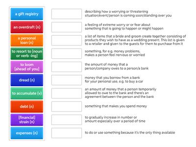 Greenwich Upper Intermediate Unit 5 - Vocabulary Matching 