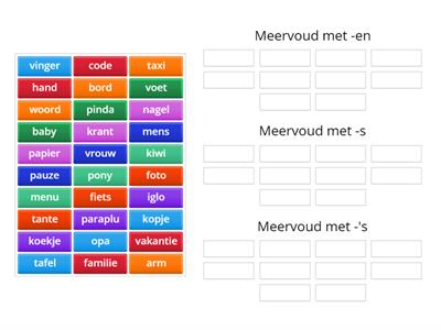 oefenen meervoud -en/-s/-'s kopie