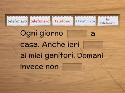 A2- Usa il VERBO nel tempo giusto (MODO INDICATIVO)