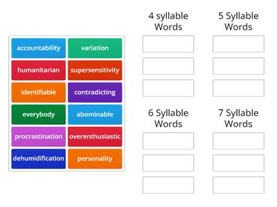 Sort multi-syllable words 