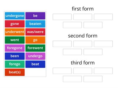 Irregular verbs - group 10 - (2nd form is different. 3rd form=1st form+n))